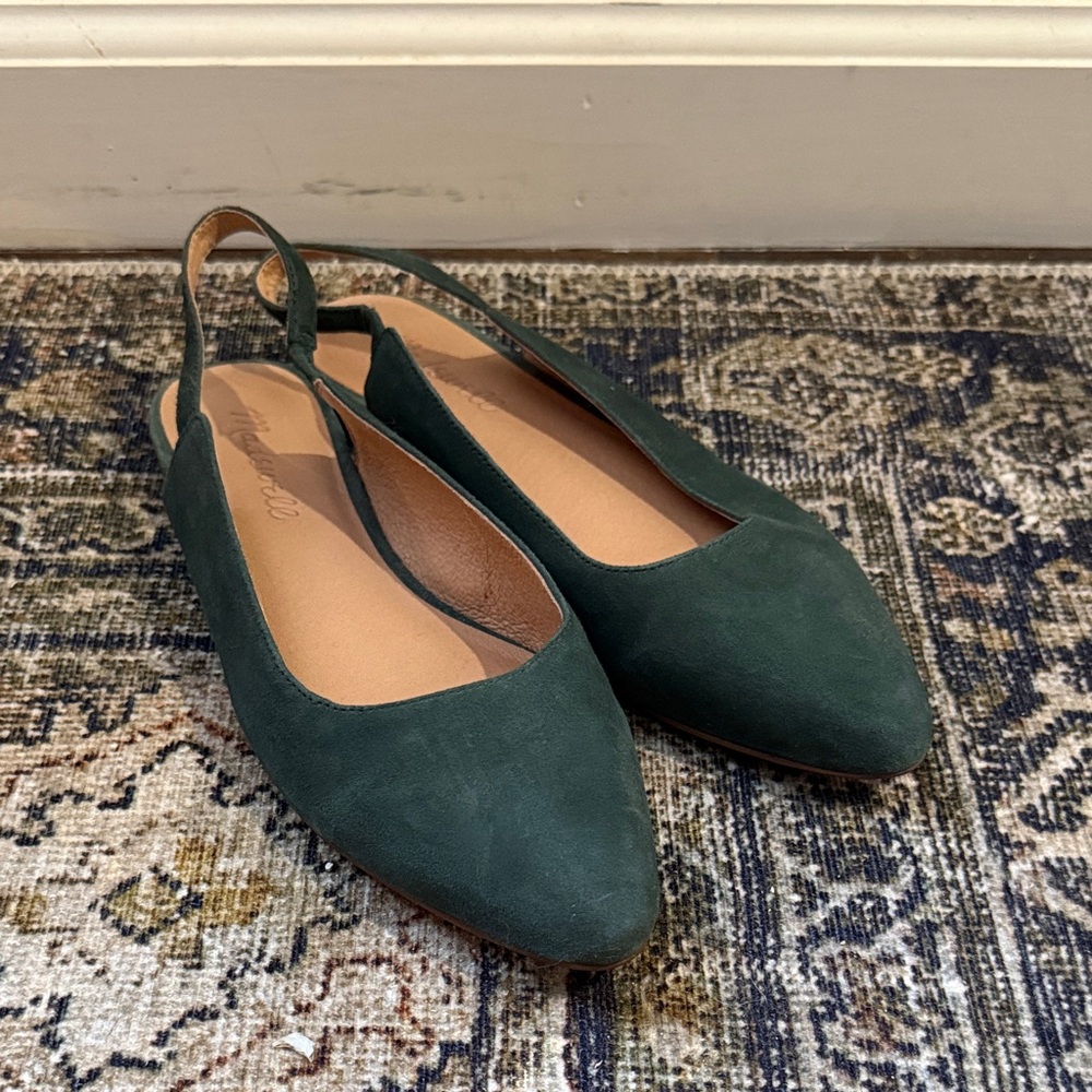 Madewell Margot Slingback Flat in Suede - Green